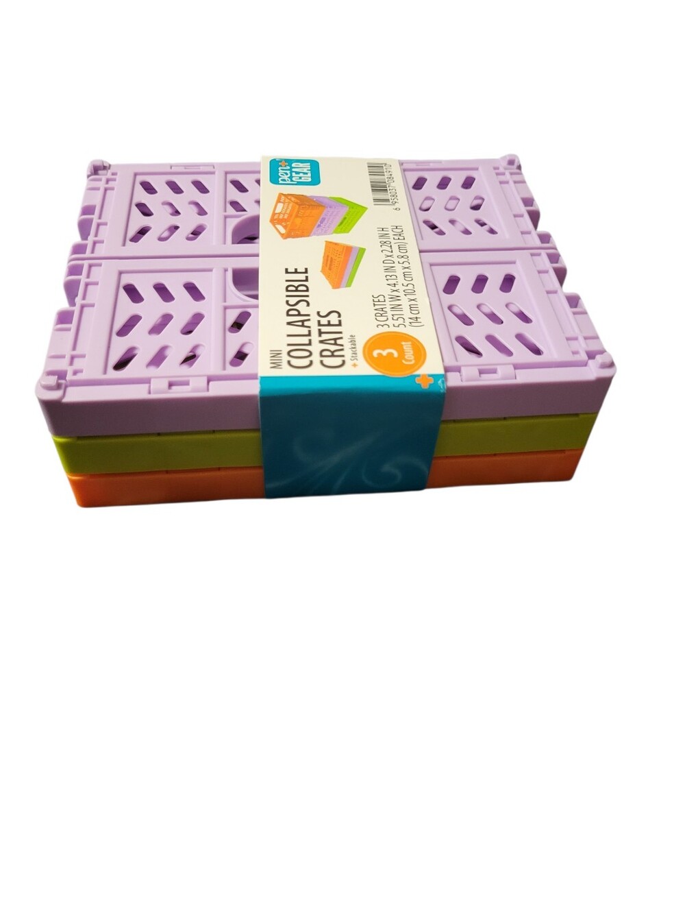 Mini Collapsible Crates - Lavender, Green, Orange (3 Pack) - Picture 2 of 6